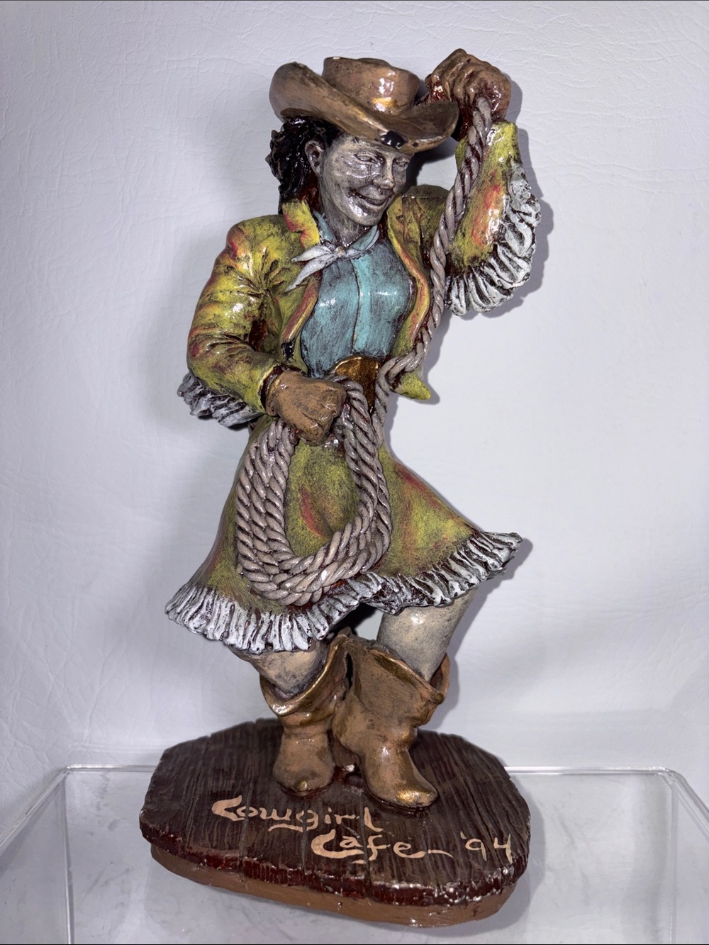 Kutsch Cacrea 1992 VTG Hand-Painted Cowgirl Figurine Ceramic Sculpture